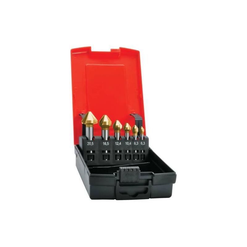 Sada Kuželový záhlubník HSS 75 stupňů 6,3-25,0 mm TiN Format • Vtools.cz