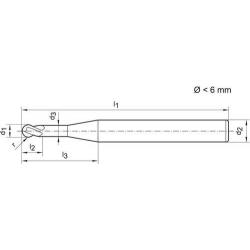 Fréza kulová monolitní tvrdokovová WN FIRE 0,8 mm HA Z 2 L Gühring • Vtools.cz