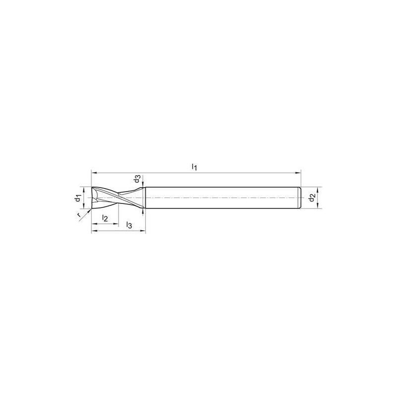 Čelní fréza z tvrdokovu 25G 2,0 mm HA Z 2 W Format • Vtools.cz