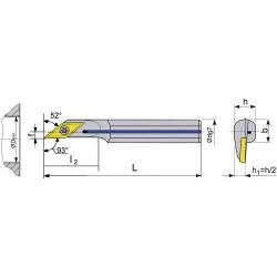 Držák s vnitřním chlazením pro vyměnitelné břitové destičky 52 Grad m.IK. A20M SVJCL 11 • Vtools.cz