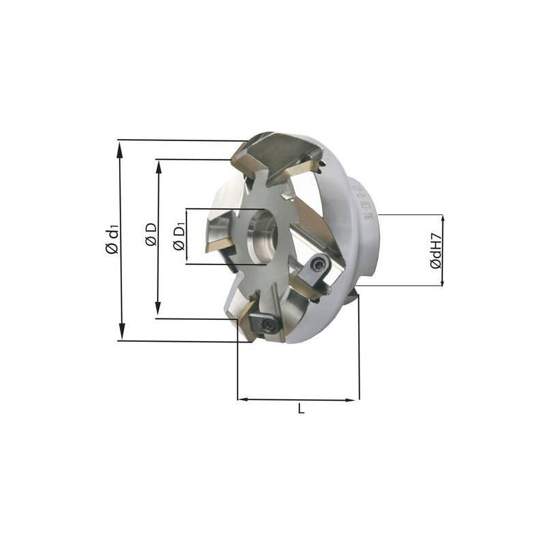 Čelní fréza 45° s vnitřním chlazením D 50 mm s upínáním Z 4 • Vtools.cz