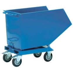 Výklopný přepravník s výpustí a kolečky modrý 450L, RAL 5007, 500kg • Vtools.cz