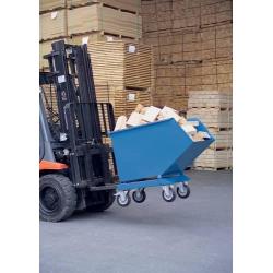 Výklopný přepravník s výpustí a kolečky modrý 450L, RAL 5007, 500kg • Vtools.cz