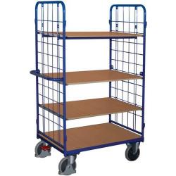 Policový vozík 500 kg 2 stěny 4 police Lad. 1000x700 mm • Vtools.cz