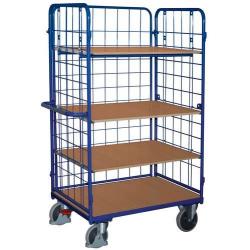 Nákladní vozík s policemi 500 kg 3 stěny 1000x700 mm 4 police • Vtools.cz