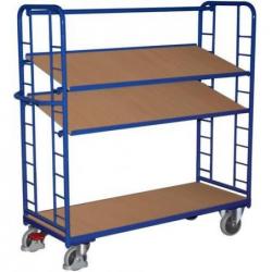 Policový vozík 400 kg 2 stěny1570x640 mm 3 police • Vtools.cz