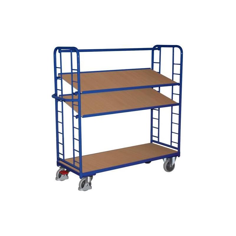 Policový vozík 400 kg 2 stěny1570x640 mm 3 police • Vtools.cz