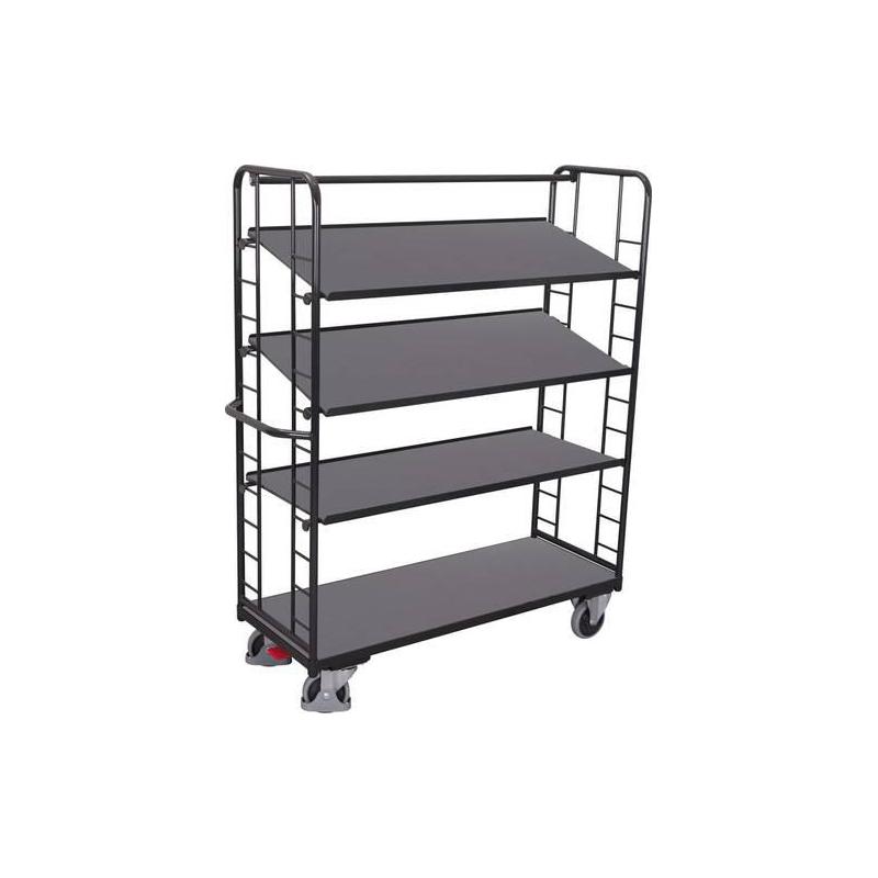 Policový vozík se 4 dřevěnými policemi • Vtools.cz