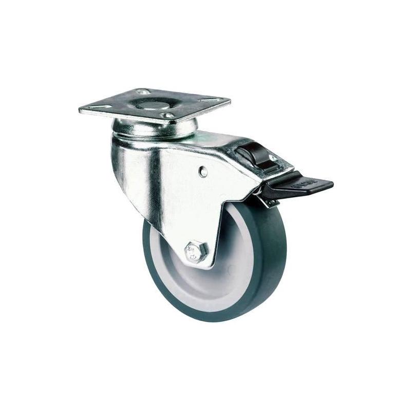 BS ROLLEN otočné kolečko pevné 125 mm LG.G ocelové bl. pozink gumové kolo 8.3 • Vtools.cz