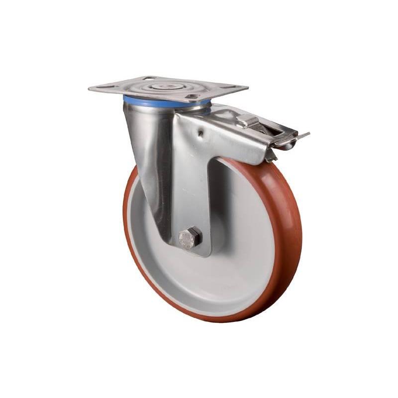 BS ROLLEN Nerezové kolečko s aretací polyue. / Edels. Kolečko - d 125 mm 150 KG Nosnost • Vtools.cz