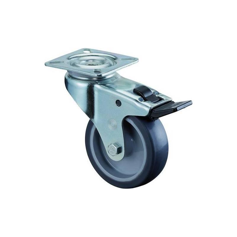 Pevné otočné kolečko 100 mm ocelové, pozink gumové kolo 6,3 • Vtools.cz