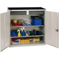 Skříňka na nářadí se 2 policemi 1000x1000x500 mm, 2 SL, RAL 7035 • Vtools.cz