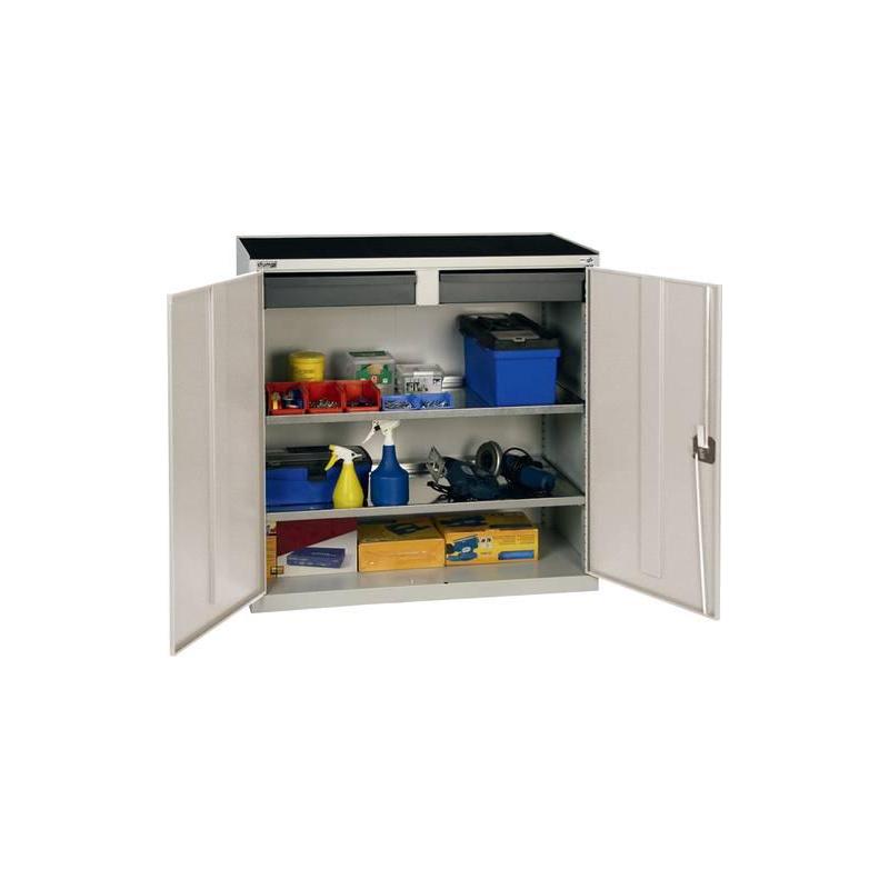 Skříňka na nářadí se 2 policemi 1000x1000x500 mm, 2 SL, RAL 7035 • Vtools.cz