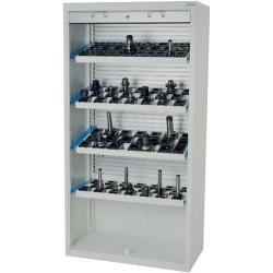 CNC vysoká skříň s plastovou roletou Š1000xH500xV1950 mm, RAL 7035/5012 • Vtools.cz