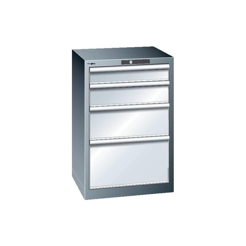 LISTA Zásuvková skříň 2727E lg/lb H850 mm 4SL 75 KeyLock RAL7035/RAL5012 • Vtools.cz