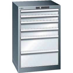 LISTA Zásuvková skříňka 2727E lg/lb H850 mm 6SL 75 KeyLock RAL7035/RAL5012 • Vtools.cz