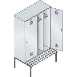 Šatní skříň 4 oddělení 2090x1190x500 mm s lavicí • Vtools.cz