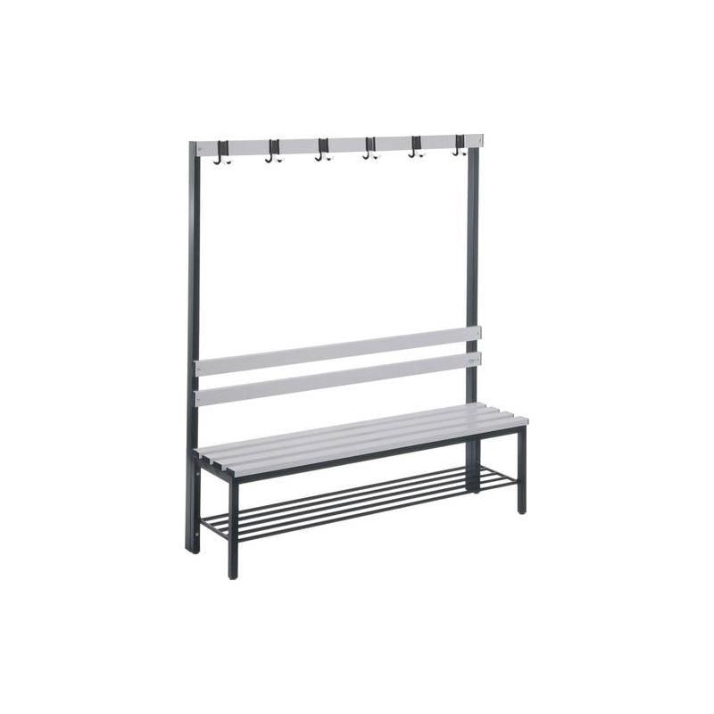 Sedací lavice dřevo RAL 7021 1650x1000x403 mm 4 háčky • Vtools.cz