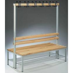 Dvojitá dřevěná lavice RAL 7021 1650x1500x756 mm 2x6 háčků • Vtools.cz