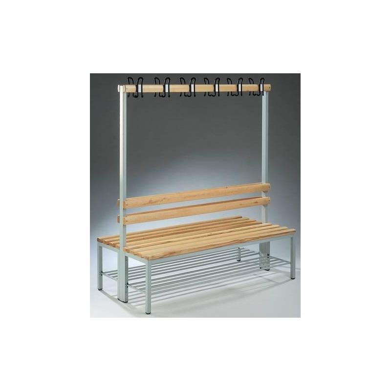 Dvojitá dřevěná lavice RAL 7021 1650x1500x756 mm 2x6 háčků • Vtools.cz
