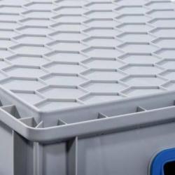 EuroBox 617,600x400x170 mm s otevřenými úchyty,šedomodrý • Vtools.cz