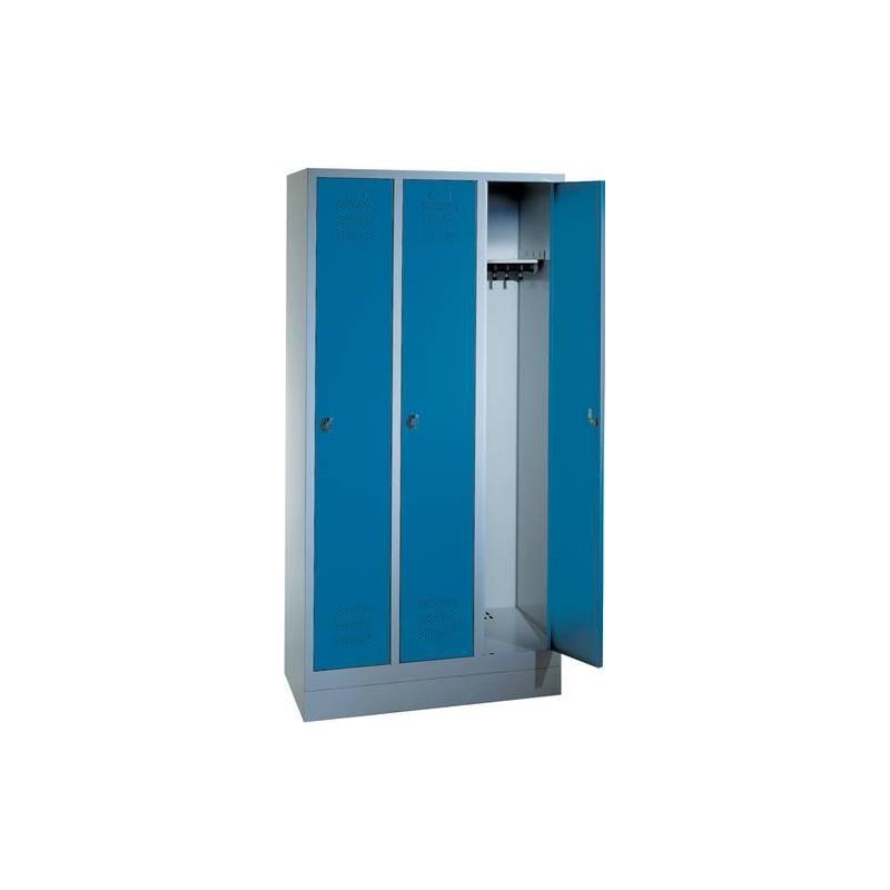 Šatní skříň 3 oddělení 1800x900x500 mm s podstavcem RAL7035 • Vtools.cz