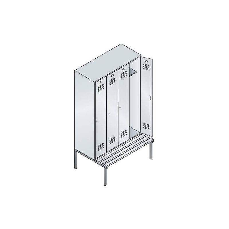 Šatní skříňka 4dílná světle šedá/šedá se sedákem 2090x1190x500 mm • Vtools.cz