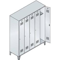 CP Šatní skříň Classic s nožičkami 5 přihrádek, 1850x1480x500, RAL 7035/5012 • Vtools.cz