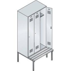 C+P Šatní skříň s lavicí 2090x900x500 mm, 3 oddíly světle šedá/modrá • Vtools.cz