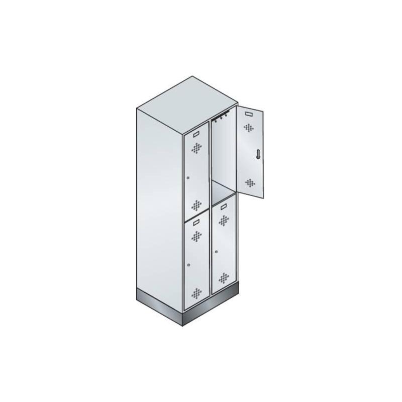 CP Šatní skříňka, dvojitá st. w. PlinthClassic 1800x810x500, 2x2 přihrádky 7035/5010 • Vtools.cz