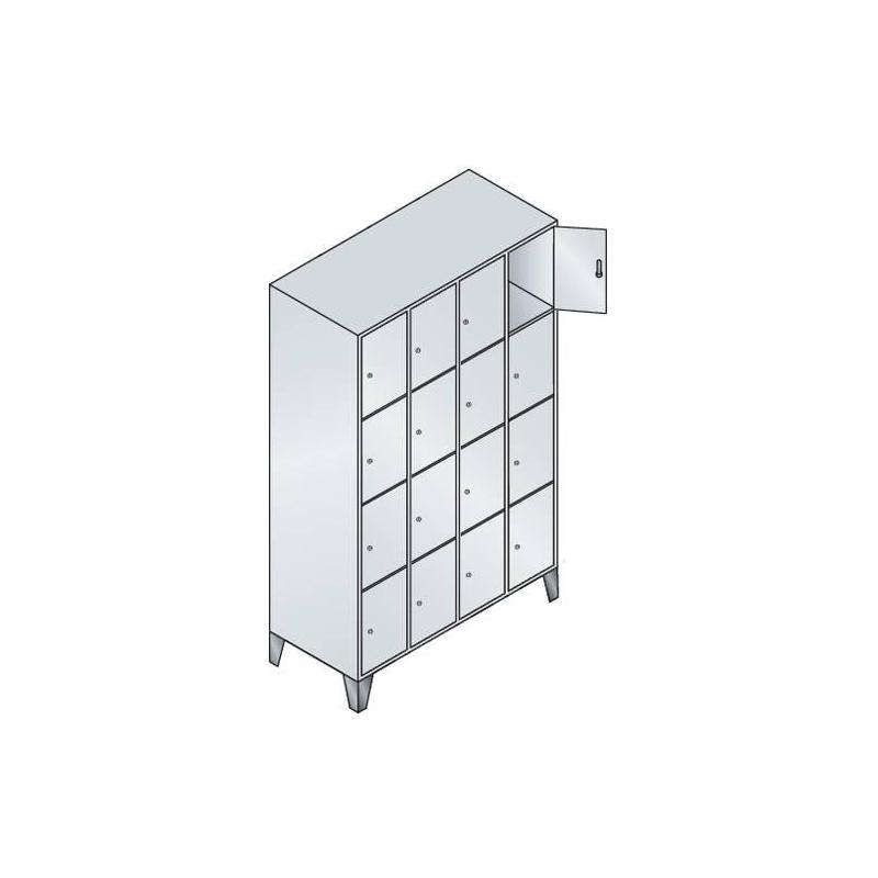 C+P Skříňka FB 300 mm s nohami V1850xŠ1190 mm, RAL 7035/5010, 4x4 přihrádky • Vtools.cz