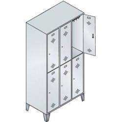 CP Šatní skříňka, dvojitá, s nožičkamiClassic 1850x900x500, 3x2 přihrádky 7035/5012 • Vtools.cz