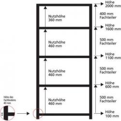 Dělící příčka na police, průběžná T300xH600 mm pozinkovaná • Vtools.cz