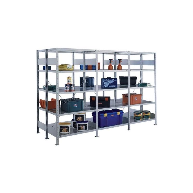 Dvojitý bezšroubový regál policový 230 GF H2500xB1000xT2x600 mm GALV • Vtools.cz