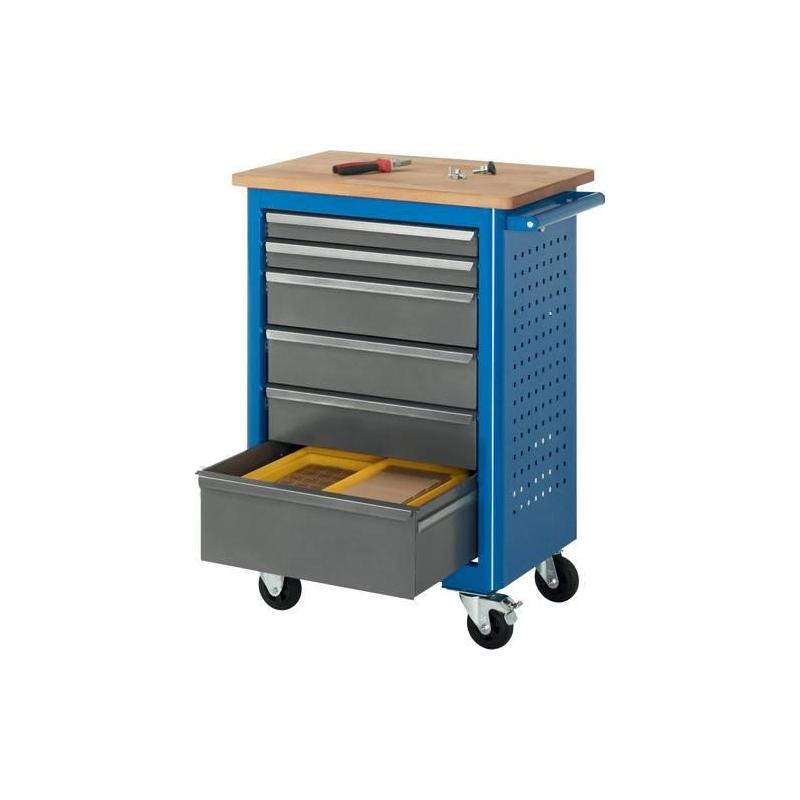 Pracovní stůl na kolečkách, bl/anthr 675x450x950, 6 Sb.,bu Rau • Vtools.cz