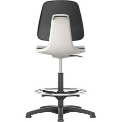 Křeslo Labsit 3 s bílým koženým čalouněním, s kolečky • Vtools.cz