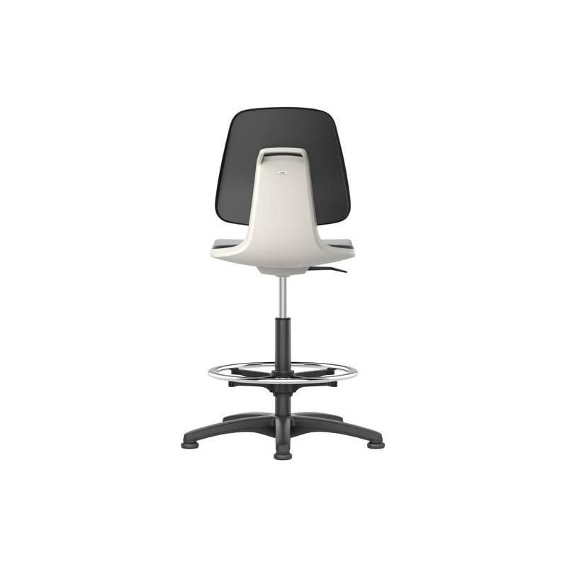 Křeslo Labsit 3 s bílým koženým čalouněním, s kolečky • Vtools.cz