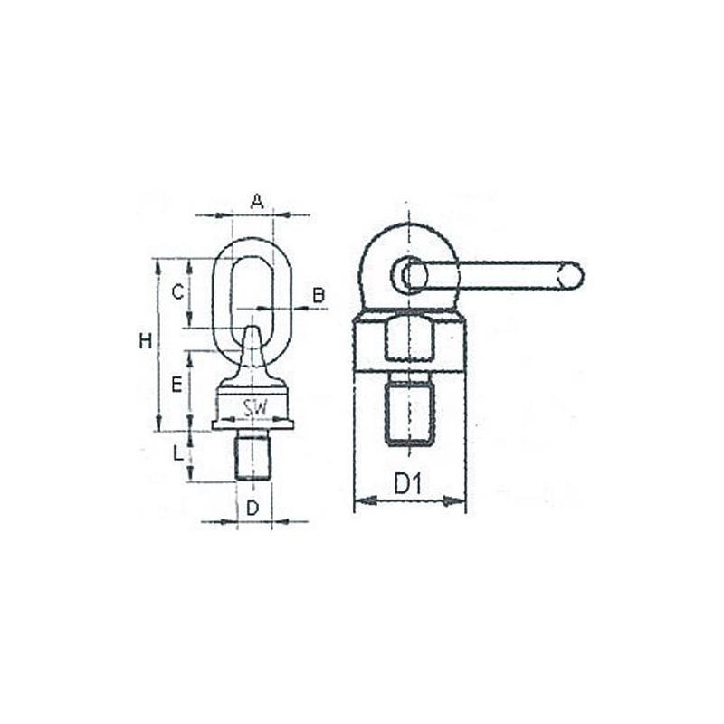 Zastavovací otočný kloub třídy 8 s nosností 8 000 kg, M36x54 • Vtools.cz