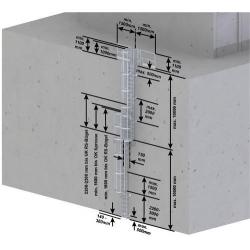 Žebřík se zadním zábradlím Alu elox. výška.  7,28m • Vtools.cz