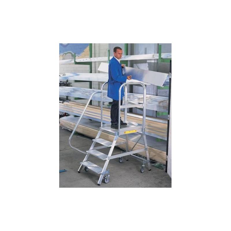 Plošinový žebřík jednostranný 8 hliníkových schodů vlnitý • Vtools.cz