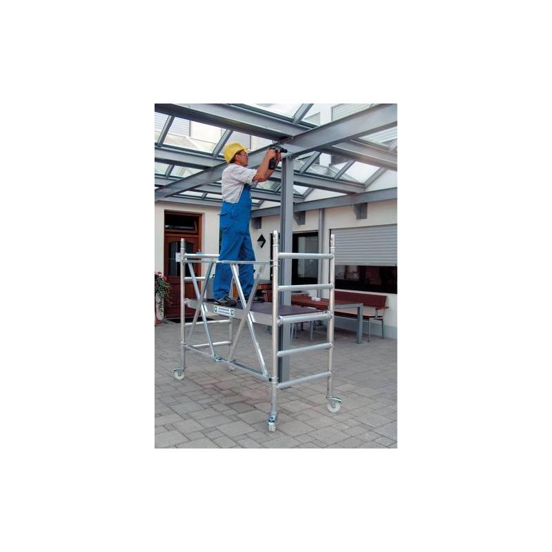 GÜNZBURGER Hliníkové skládací lešení s dveřmi, 0,75 x 1,80 m, pracovní výška 3 m • Vtools.cz