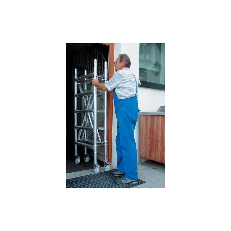 GÜNZBURGER Hliníkové skládací lešení s dveřmi, 0,75 x 1,80 m, pracovní výška 3 m • Vtools.cz