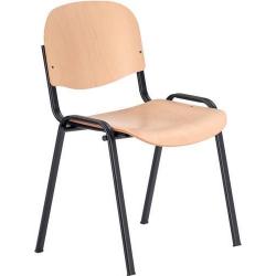 Stohovatelná židle v oválné trubce černá/bukové provedení • Vtools.cz