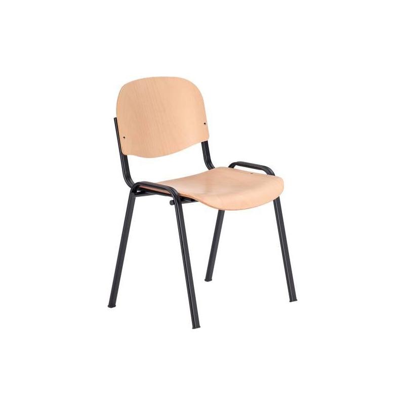 Stohovatelná židle v oválné trubce černá/bukové provedení • Vtools.cz