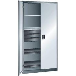 LISTA Skříň s výklopnými dveřmi modrá 1000x580x1950 50/60kg Klíč S RAL5012 • Vtools.cz