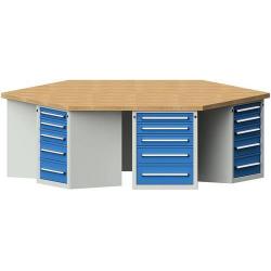 Šestiúhelníkový pracovní stůl Anke Š2340 x D 2700 x V840 mm • Vtools.cz