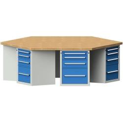 Šestiúhelníkový pracovní stůl Anke Š2340 x D 2700 x V840 mm • Vtools.cz