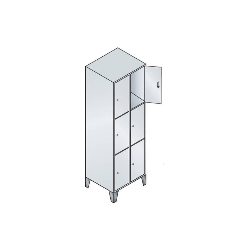 C+P skříňka FB 300 mm s nohami V1850xŠ610 mm, RAL 7035/7035, 2x3 přihrádky • Vtools.cz