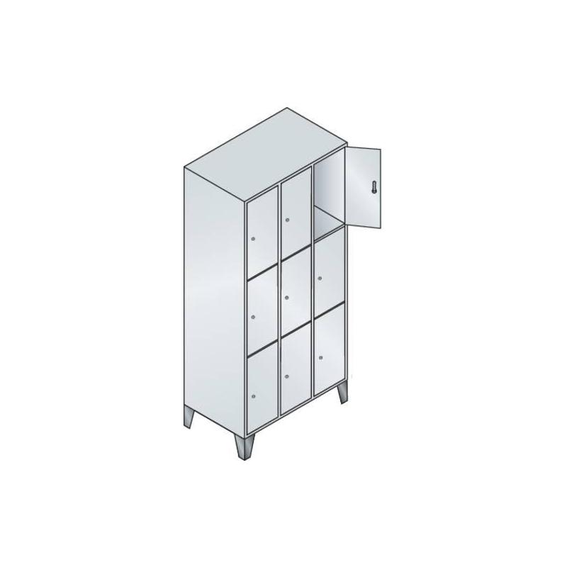 C+P Skříňka FB 300 mm s nohami V1850xŠ900 mm, RAL 7035/7035, 3x3 přihrádky • Vtools.cz