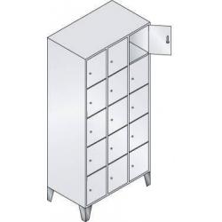 C+P Skříňka FB 300 mm s nohami V1850xŠ900 mm, RAL 7035/7035, 3x5 přihrádek • Vtools.cz